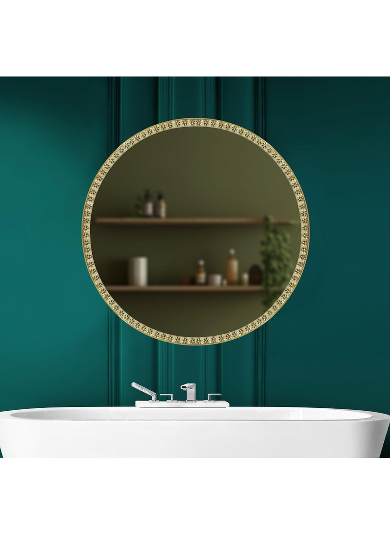 COCOVEY Cocovey Homes Circular Bathroom Mirror for Wall Size 16 Inches Gold Metal Frame with Hand Carved Glass Mirror for Bathroom Living Room Bedroom Makeup Room and Useful for House Warming Gift  - Image 2
