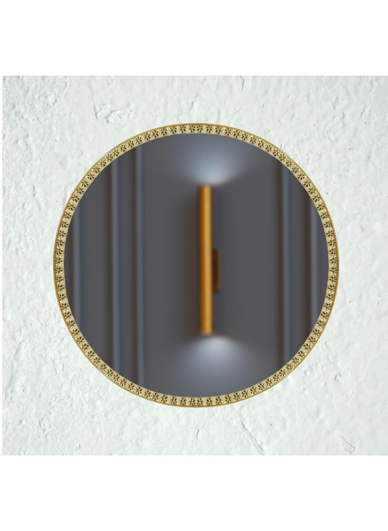 COCOVEY Cocovey Homes Circular Bathroom Mirror for Wall Size 16 Inches Gold Metal Frame with Hand Carved Glass Mirror for Bathroom Living Room Bedroom Makeup Room and Useful for House Warming Gift  - Image 4