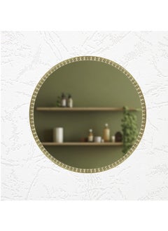 COCOVEY Cocovey Homes Circular Bathroom Mirror for Wall Size 16 Inches Gold Metal Frame with Hand Carved Glass Mirror for Bathroom Living Room Bedroom Makeup Room and Useful for House Warming Gift  - Image 3
