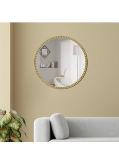 COCOVEY Cocovey Homes Circular Bathroom Mirror for Wall Size 16 Inches Gold Metal Frame with Hand Carved Glass Mirror for Bathroom Living Room Bedroom Makeup Room and Useful for House Warming Gift  - Image 5