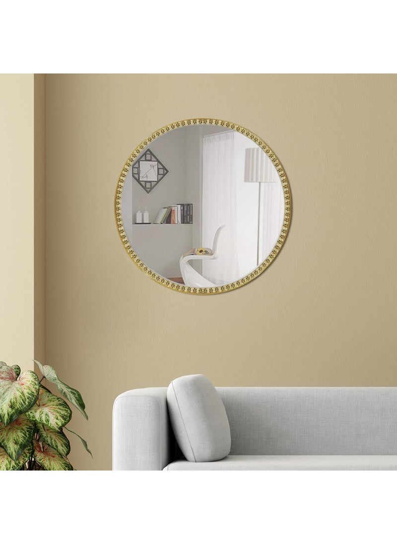 COCOVEY Cocovey Homes Circular Bathroom Mirror for Wall Size 16 Inches Gold Metal Frame with Hand Carved Glass Mirror for Bathroom Living Room Bedroom Makeup Room and Useful for House Warming Gift  - Image 5