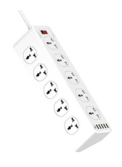 JBQ 2500W 10 Sockets With 5 USB Ports And 1 Type-C PD Port Desktop Extension Home Charger With 2M UK Power Cord White  - Image 2