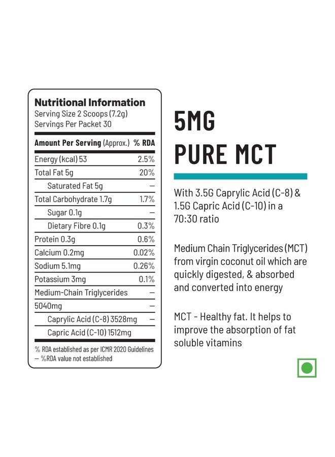 Unived MCT 70% | Medium Chain Triglyceride Oil Powder | Clean Energy Fuel | Pure MCT 5g with C-8: 3528mg & C-10: 1512mg in a 70:30 ratio | Keto Friendly | 30 Servings - Image 4