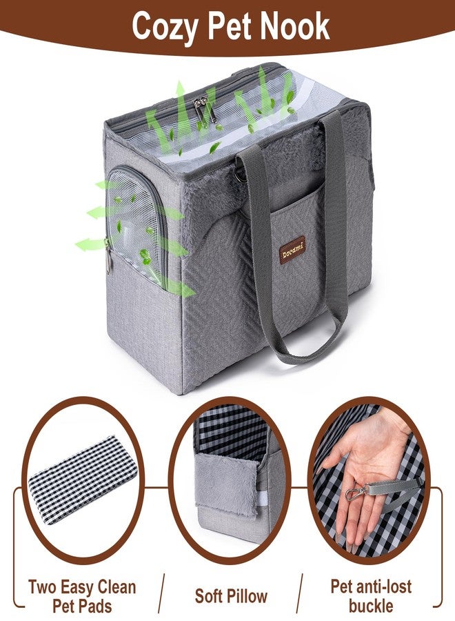 Docami Cat Carrier Bag for Pets Up to 15 Lbs, Fully Open Mesh Roof, Side Vent & 3 Storage Pockets, Cat Dog Crate Travel Bag, Portable & Comfort Soft-Sided Dog Travel Bag, Grey - Image 4