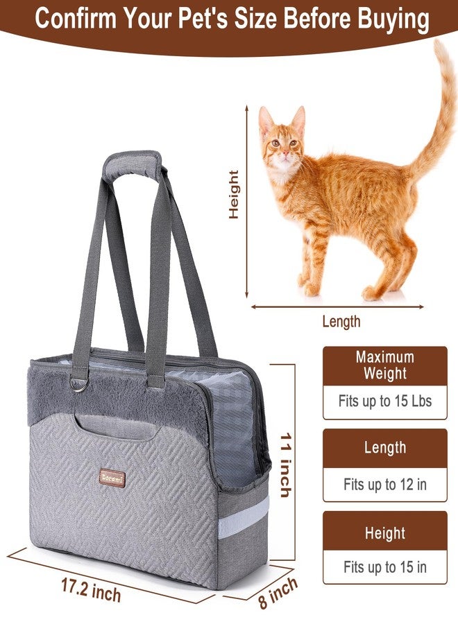 Docami Cat Carrier Bag for Pets Up to 15 Lbs, Fully Open Mesh Roof, Side Vent & 3 Storage Pockets, Cat Dog Crate Travel Bag, Portable & Comfort Soft-Sided Dog Travel Bag, Grey - Image 3
