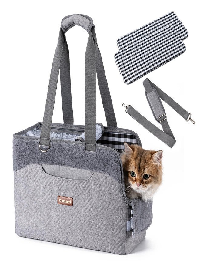 Docami Cat Carrier Bag for Pets Up to 15 Lbs, Fully Open Mesh Roof, Side Vent & 3 Storage Pockets, Cat Dog Crate Travel Bag, Portable & Comfort Soft-Sided Dog Travel Bag, Grey - Image 1