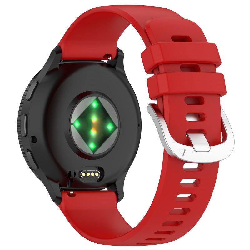 S-TOP For Garmin Venu 2S Liquid Glossy Silver Buckle Silicone Watch Band(Red) - Image 2