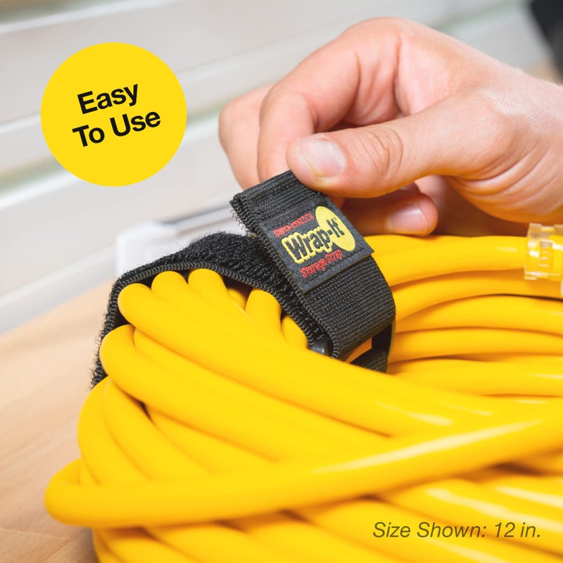 Wrap-It Storage Super-Stretch Wrap-It Storage Straps, 48-in x 2-in (3-Pack) - Elastic Hook and Loop Cinch Straps - Pool Hose and Cable Straps, Garage and RV Storage Accessories - Image 4