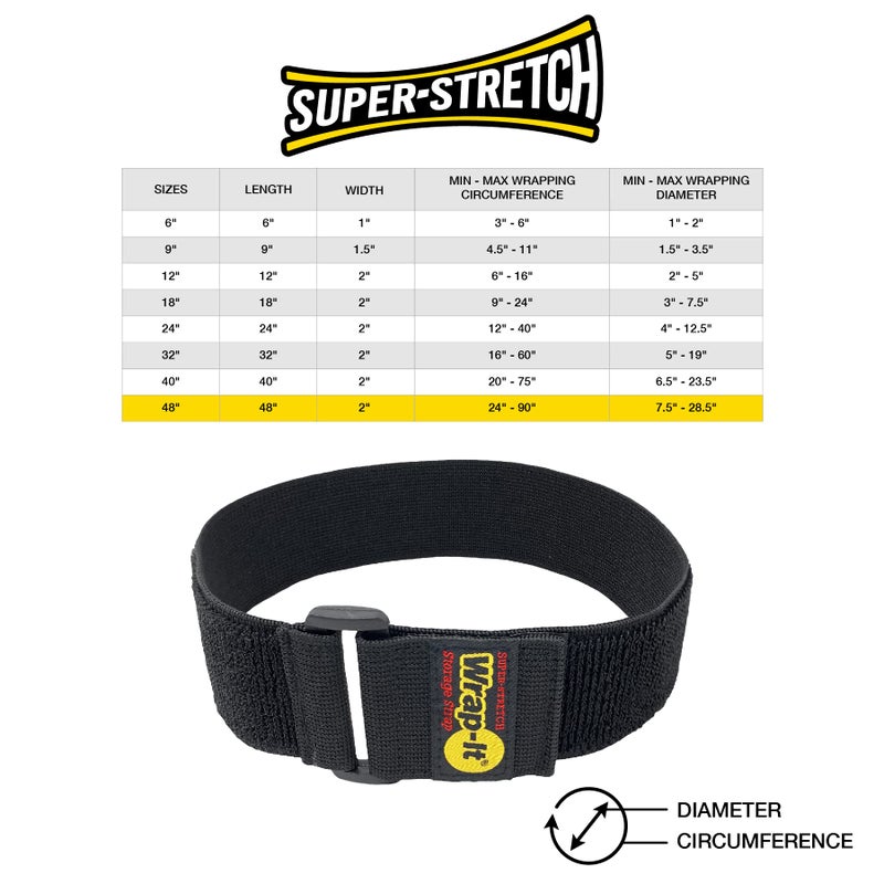 Wrap-It Storage Super-Stretch Wrap-It Storage Straps, 48-in x 2-in (3-Pack) - Elastic Hook and Loop Cinch Straps - Pool Hose and Cable Straps, Garage and RV Storage Accessories - Image 5
