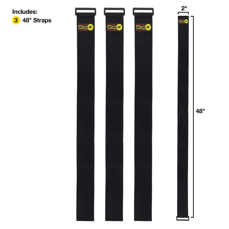 Wrap-It Storage Super-Stretch Wrap-It Storage Straps, 48-in x 2-in (3-Pack) - Elastic Hook and Loop Cinch Straps - Pool Hose and Cable Straps, Garage and RV Storage Accessories - Image 2