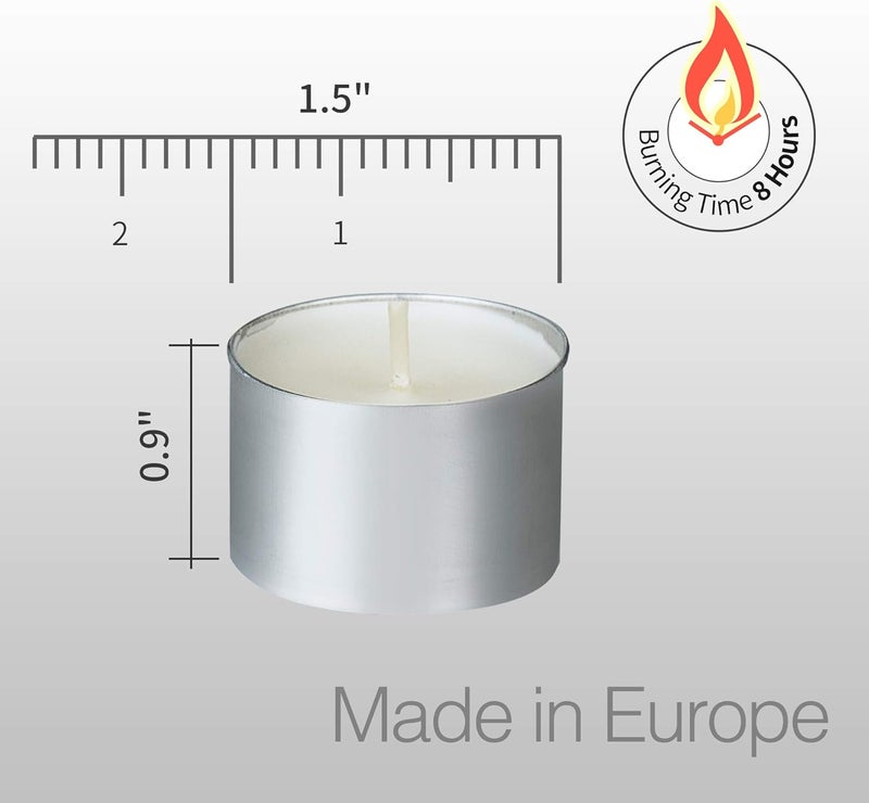 Home Lights Market diverse application fit Tealight Candles - 8 Hour Long time Burning, Giant 100,200,300 Packs -White Smokeless European Tea Unscented Candles for Shabbat, Weddings, Christmas,Home Decorative -100 Pack Multi-purpose fine material - Image 2