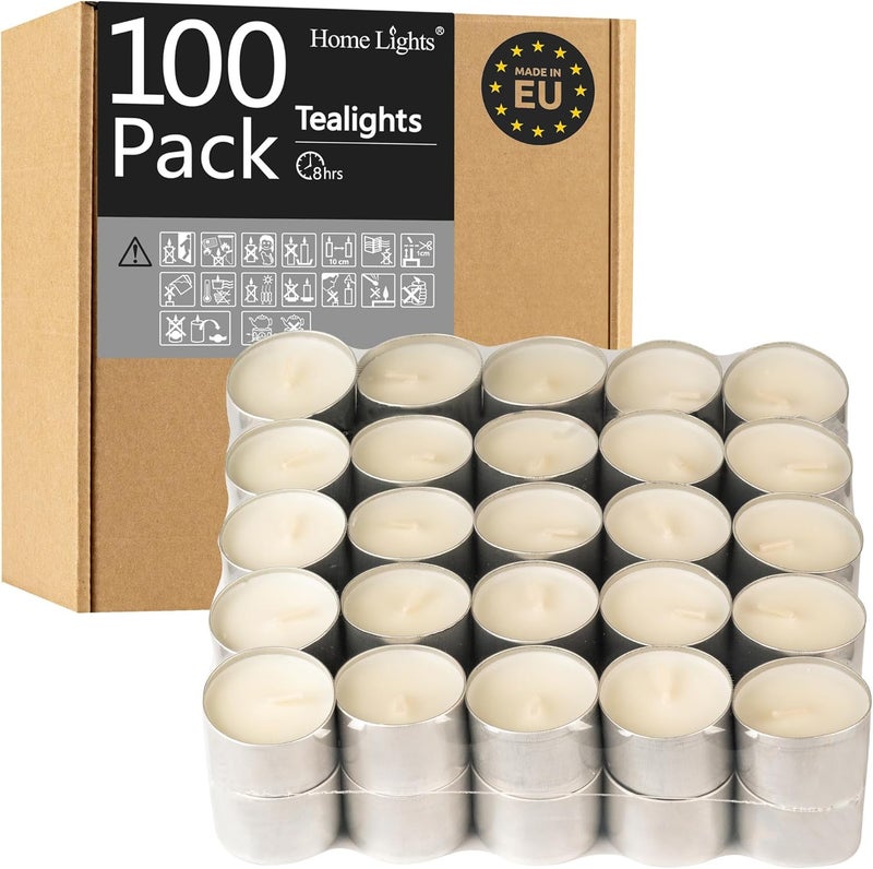 Home Lights Market diverse application fit Tealight Candles - 8 Hour Long time Burning, Giant 100,200,300 Packs -White Smokeless European Tea Unscented Candles for Shabbat, Weddings, Christmas,Home Decorative -100 Pack Multi-purpose fine material - Image 1