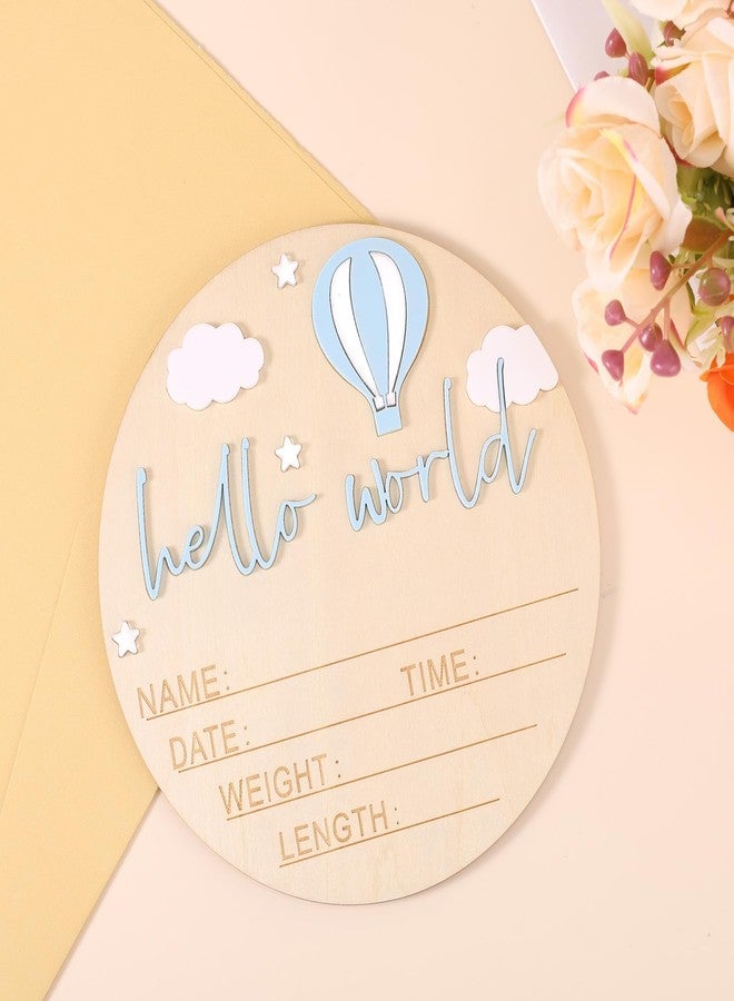 lasuroa Wooden Baby Announcement Sign, 5.9 Inch Hello World Newborn Name Sign for Boy or Girl Birth Announcement Name Board for Hospital Nursery Decor Baby Shower Photo Prop - Image 3