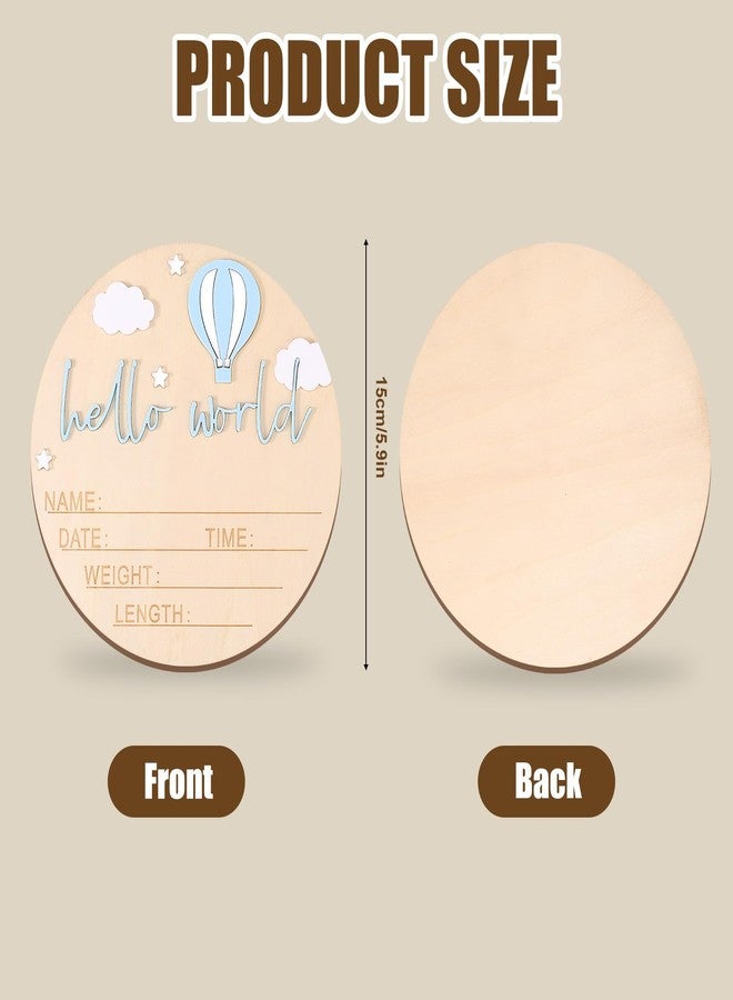 lasuroa Wooden Baby Announcement Sign, 5.9 Inch Hello World Newborn Name Sign for Boy or Girl Birth Announcement Name Board for Hospital Nursery Decor Baby Shower Photo Prop - Image 2
