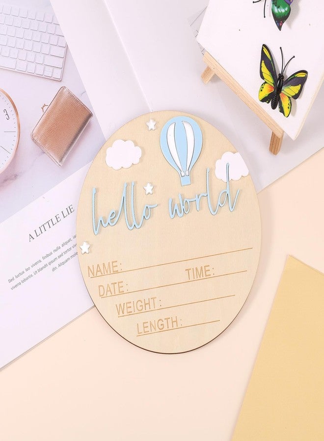 lasuroa Wooden Baby Announcement Sign, 5.9 Inch Hello World Newborn Name Sign for Boy or Girl Birth Announcement Name Board for Hospital Nursery Decor Baby Shower Photo Prop - Image 5