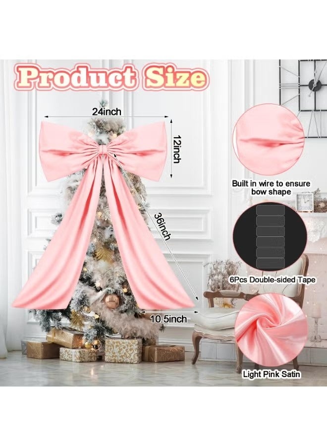 أخبار فيونكة كبيرة لتزيين الغرفة، ربطة شريط عملاقة من كوكيت لتزيين خلفية جدار حفلة عيد الميلاد (وردي، 24 × 36 بوصة) - Image 3