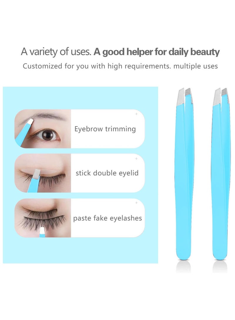 Generic Tweezers Set, High Precision Stainless Steel Eyebrow Tweezers for Facial Hair, Inward Growing Hair and Splinter Remover Kit, Suitable for Women and Men, 4-Piece Set. (Blue) - Image 3