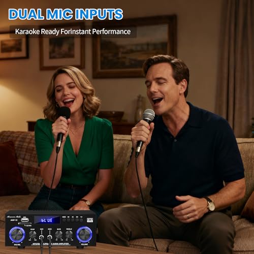 Beffkkip Amp10 Amplifier Home Audio,400W Power Amplifier 2 Channel Stereo Receiver with Bluetooth 5.0,Active Subwoofer Output, FM Radio, USB/SD/AUX, MIC, Remote Control for Home Theater - Image 5