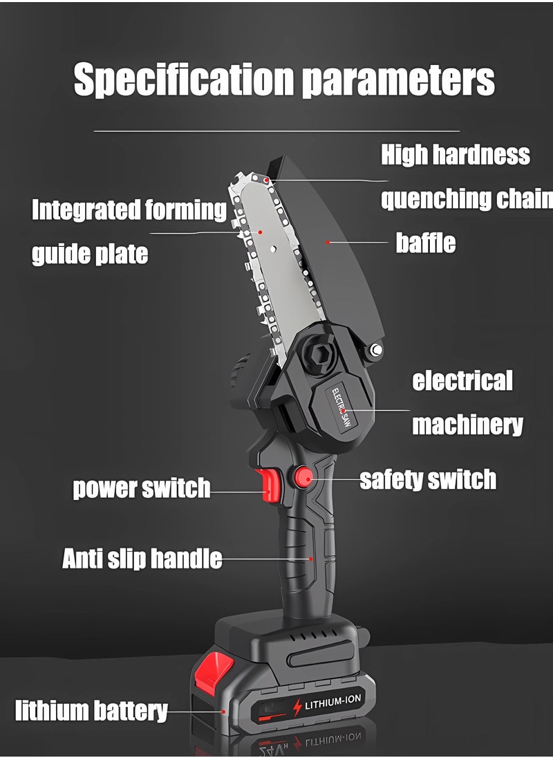 WEMART Mini Chainsaw, 8 inch Cordless Electric Chainsaw with 48V Rechargeable 2000mAh Battery, One-Hand Portable Electric Saw for Tree Branch Trimming Wood Cutting Gardening  - Image 2