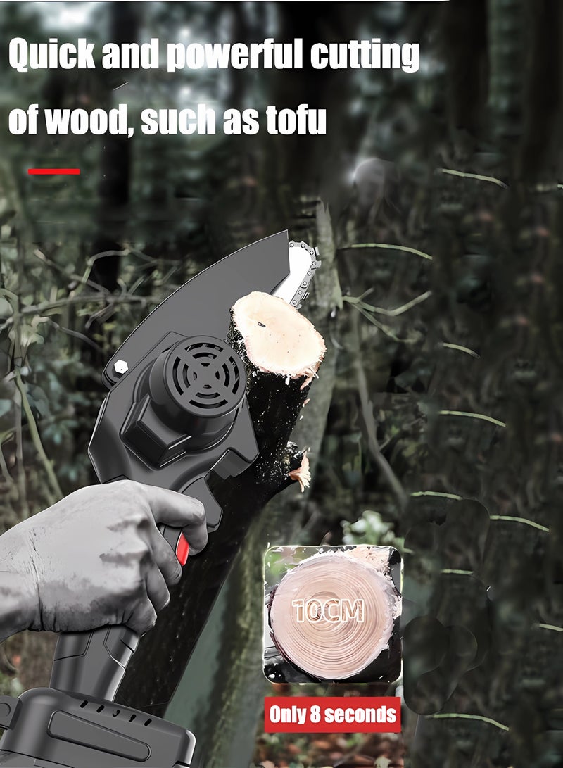 Mini Chainsaw, 8 inch Cordless Electric Chainsaw with 48V Rechargeable 2000mAh Battery, One-Hand Portable Electric Saw for Tree Branch Trimming Wood Cutting Gardening
