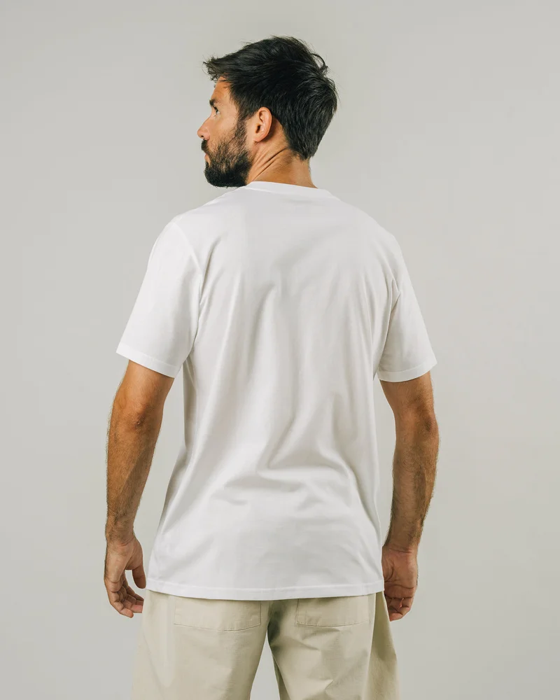 Brava Fabrics Sunbathing Club Embroidered White T-Shirt 100% Organic Cotton