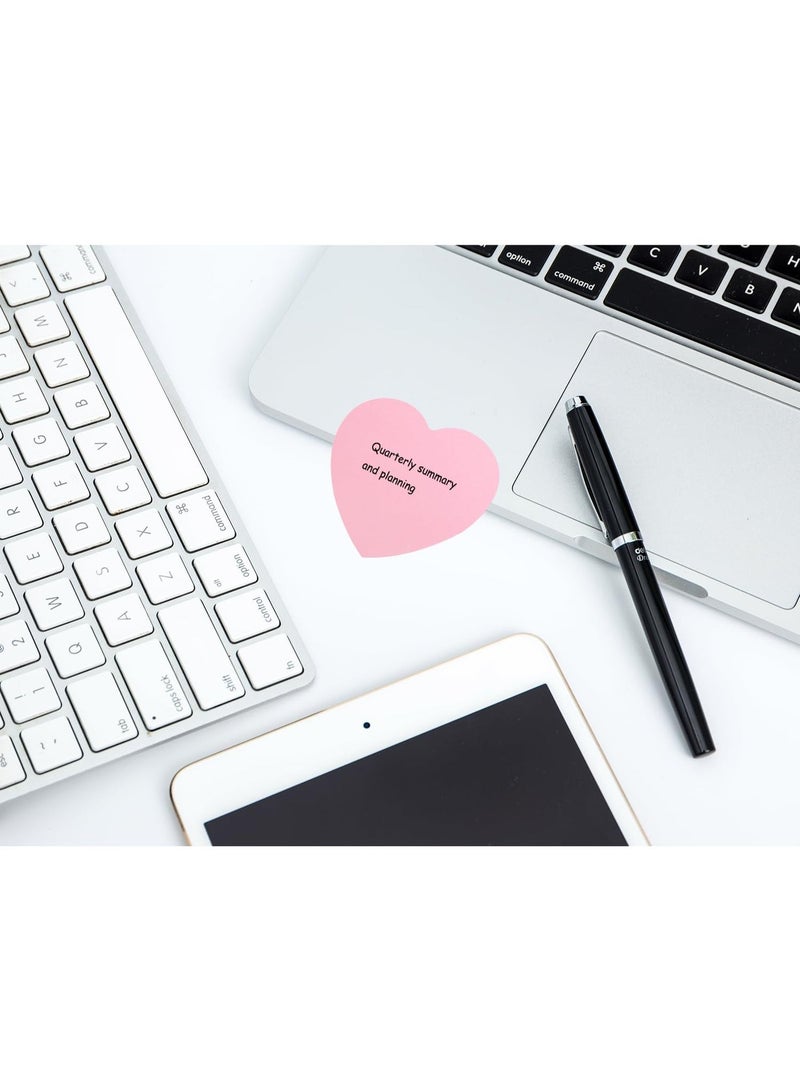 2 Pack Kraft Paper Sticky  Notes Heart Shaped Self-Stick Blank Book Tabs Paper Markers Sticky Notes Pad 100 Sheets Index Sticker (Pink) - Image 4