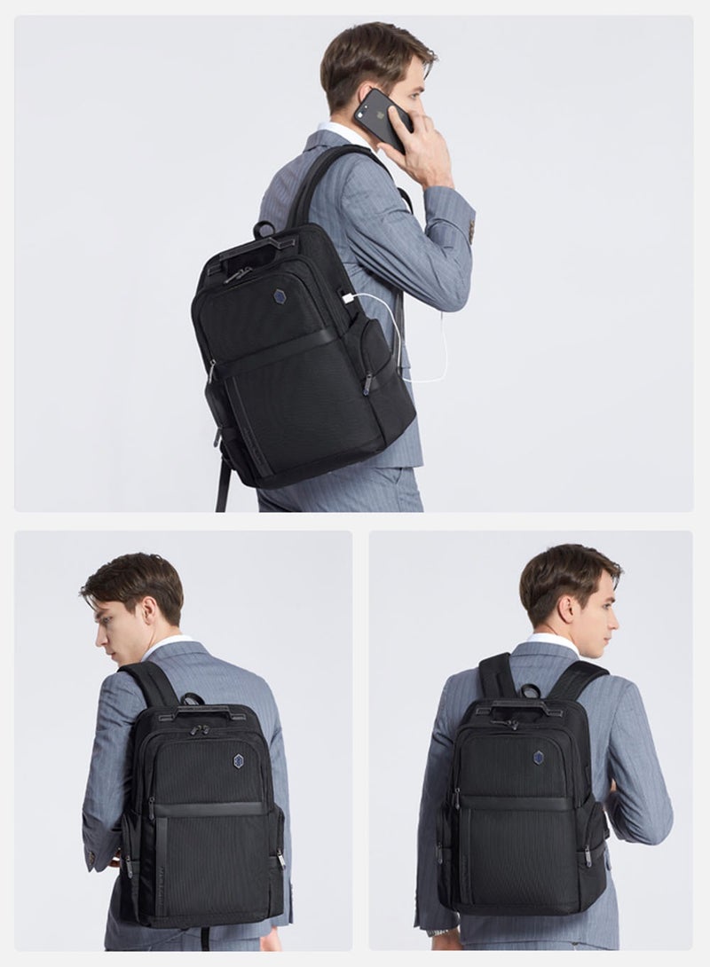 ARCTIC HUNTER Business Travel Backpack with USB Charging Port for Men, Large College School Book Bag Durable Commuter Bag, Black  - Image 2
