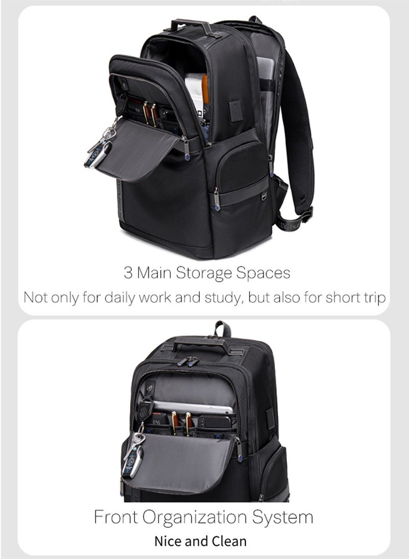 ARCTIC HUNTER Business Travel Backpack with USB Charging Port for Men, Large College School Book Bag Durable Commuter Bag, Black  - Image 4