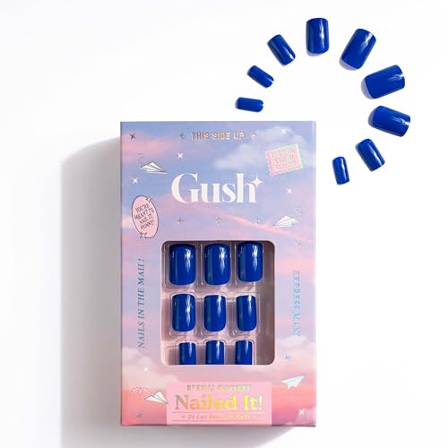 Gush Beauty Press On Nails | Reusable Nail Extensions | Artificial Fake Nails Set | For women (Royal Blue - Medium Almond) - Image 4