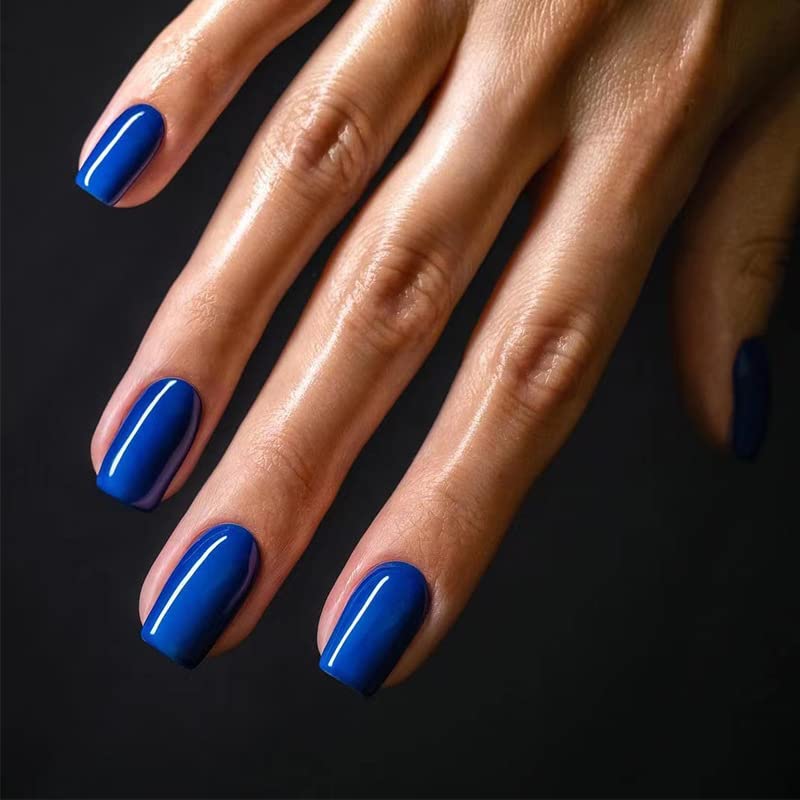 Gush Beauty Press On Nails | Reusable Nail Extensions | Artificial Fake Nails Set | For women (Royal Blue - Medium Almond) - Image 1
