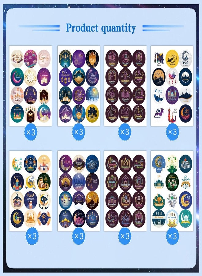 OTAITY Eid Mubarak Stickers, 288 PCS Ramadan Kareem Stickers Gift Tag Labels for Islamic Muslim Ramadan Mubarak Stickers, Muslim Eid Party Gift Decorations Tags Supplies - Image 4