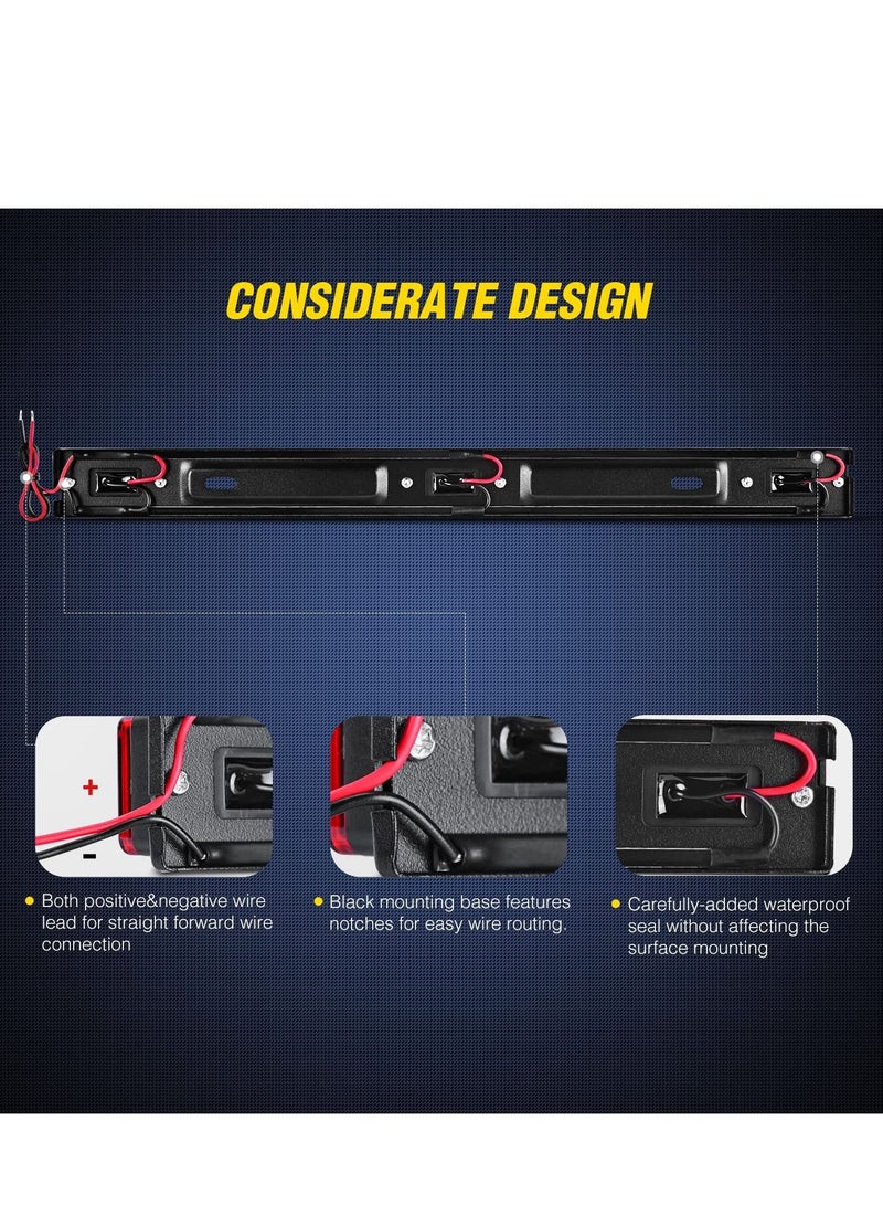 SYOSI 1Pcs Red 9 LED ID Bar Marker Tail Black Stainless Steel Bracket for Truck Trailer Boat Identification Light - Image 5