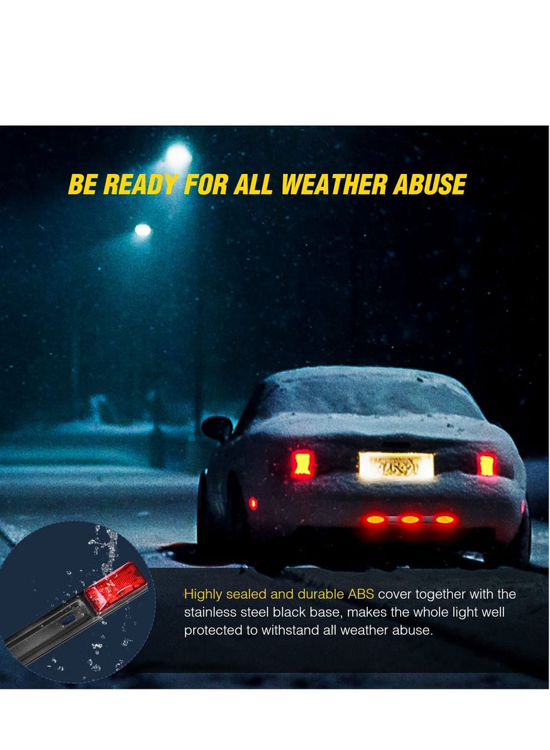 SYOSI 1Pcs Red 9 LED ID Bar Marker Tail Black Stainless Steel Bracket for Truck Trailer Boat Identification Light - Image 4