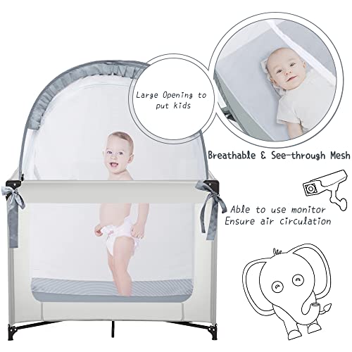 L RUNNZER Pack N Play Tent, Baby Pop Up Crib Tent to Keep Baby in, Crib Net for Pack and Plays, Mini Cribs & Play Yards (39.6" L x 27.6" W x 49.2" H) - Image 4