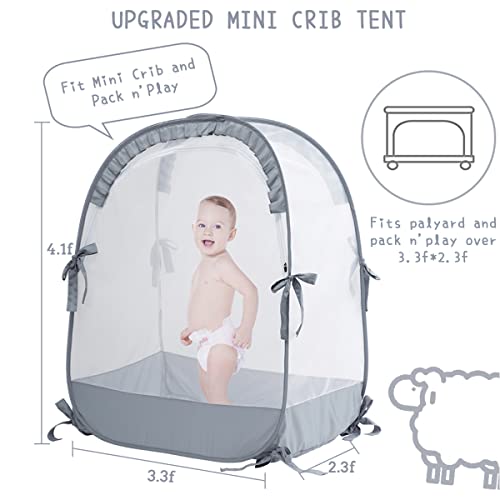 L RUNNZER Pack N Play Tent, Baby Pop Up Crib Tent to Keep Baby in, Crib Net for Pack and Plays, Mini Cribs & Play Yards (39.6" L x 27.6" W x 49.2" H) - Image 2