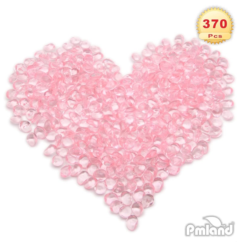 PMLAND 370 PCs 16mm Clear Acrylic Stones Table Scattering Wedding Bridal Baby Shower Party Decorations Vase Fillers, Cute Irregular Rocks Almond Shape - Soft Pink - Image 5