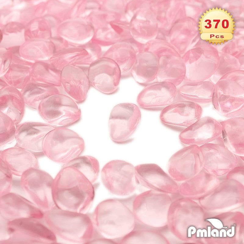 PMLAND 370 PCs 16mm Clear Acrylic Stones Table Scattering Wedding Bridal Baby Shower Party Decorations Vase Fillers, Cute Irregular Rocks Almond Shape - Soft Pink - Image 3