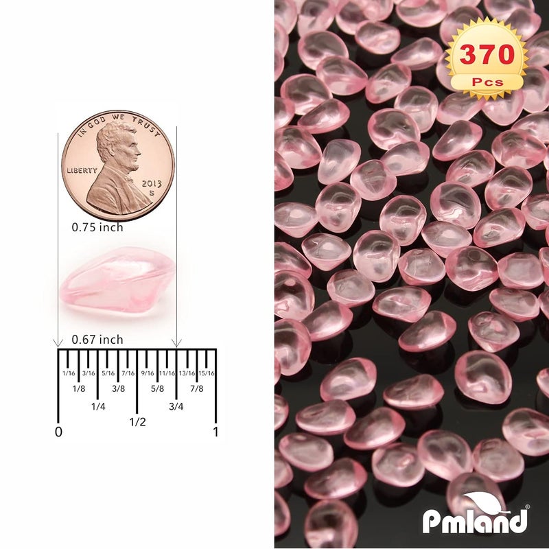 PMLAND 370 PCs 16mm Clear Acrylic Stones Table Scattering Wedding Bridal Baby Shower Party Decorations Vase Fillers, Cute Irregular Rocks Almond Shape - Soft Pink - Image 4