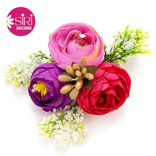 SIRI DECORE Artificial Wedding Flowers for Tray Packing – Handmade Roses & Greenery | Shagun, Engagement, Haldi, Mehendi Décor | Gift Hamper & Trousseau Packing Accessories (Set of 6, Multicolor) - Image 5
