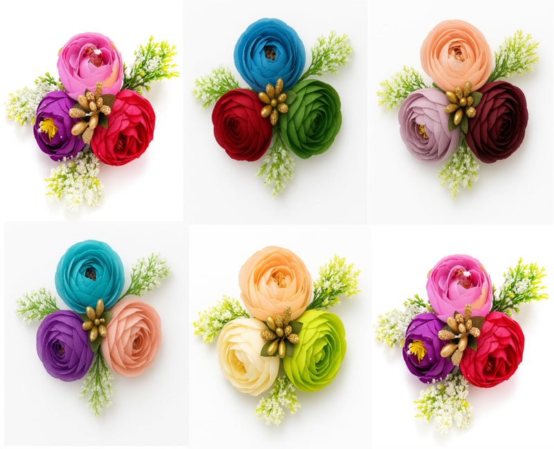 SIRI DECORE Artificial Wedding Flowers for Tray Packing – Handmade Roses & Greenery | Shagun, Engagement, Haldi, Mehendi Décor | Gift Hamper & Trousseau Packing Accessories (Set of 6, Multicolor) - Image 1