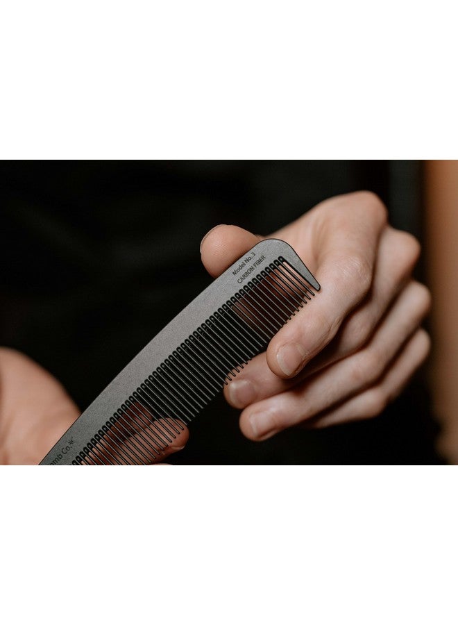 Model 3 Carbon Fiber Made In Usa Antistatic 5.5 Inches (14 Cm) Long Finetooth Pocket Travel Edc Comb Finer Hair And Beards