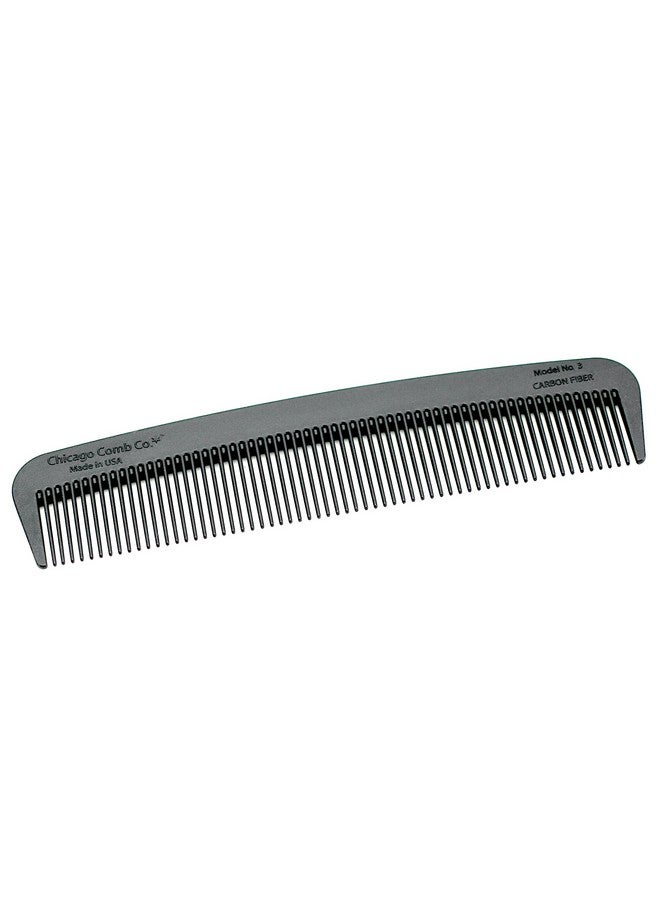Model 3 Carbon Fiber Made In Usa Antistatic 5.5 Inches (14 Cm) Long Finetooth Pocket Travel Edc Comb Finer Hair And Beards