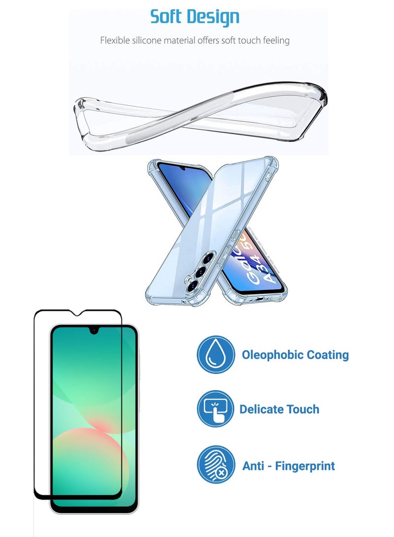 2 in 1 Pack For Samsung Galaxy A26 Protection Pack - Ultra Clear Shockproof Case & Edge-to-Edge Screen Protector, 360 Degree Protection, Back Cover & Screen Protector for Samsung Galaxy A26 - Image 2