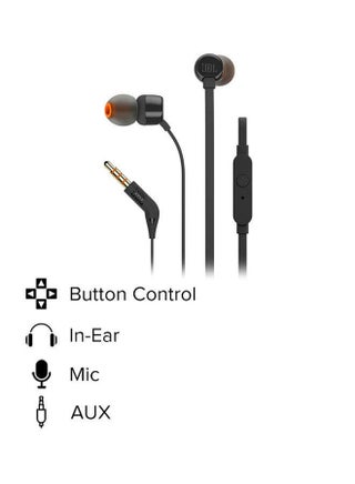 Tune 110 Wired In-Ear Headphones - Deep Pure Bass - 1-Button Remote - Tangle Free Cable - Ultra Comfort Fit Black - view 2