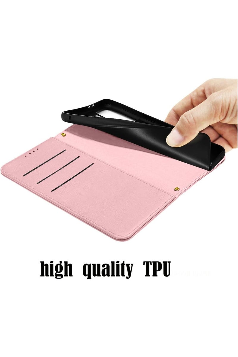 VKL Samsung Galaxy A56 5G Ultra Flip Cover PU Leather Magnetic Closure Kickstand Wallet Case Card Holder Shockproof Flip Cases - Pink - Image 5