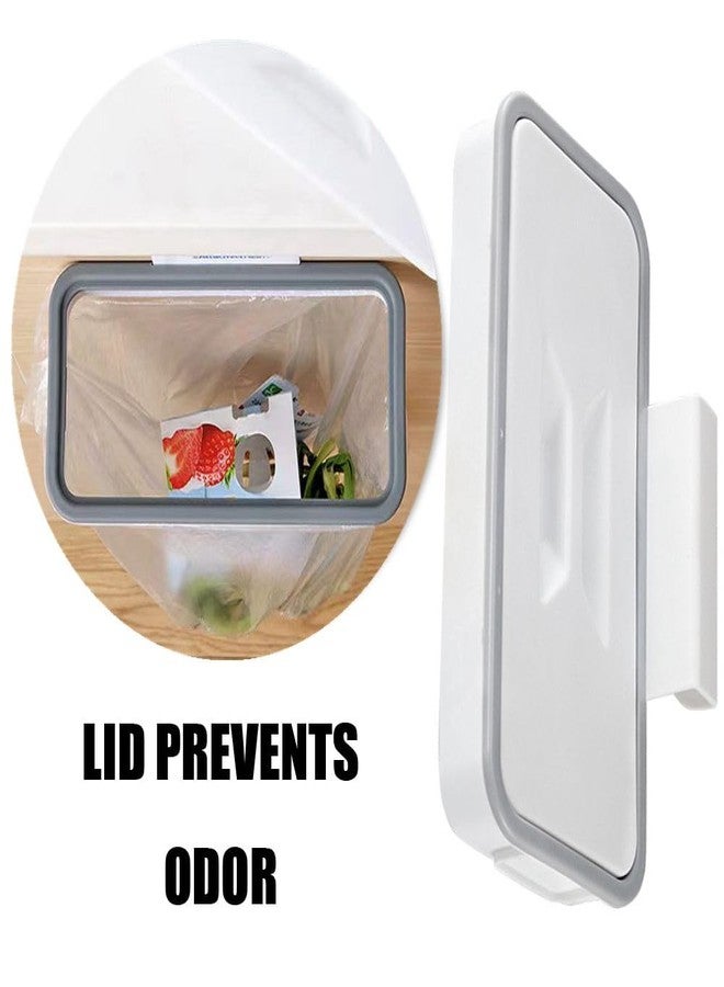 LIUHUIZEYU Portable Trash Bag Holder, Hanging Garbage Bag Holder,Over The Cabinet Plastic with Lid Kitchen Garbage Bags Storage Rack Trash Bin (1 pcs) - Image 4