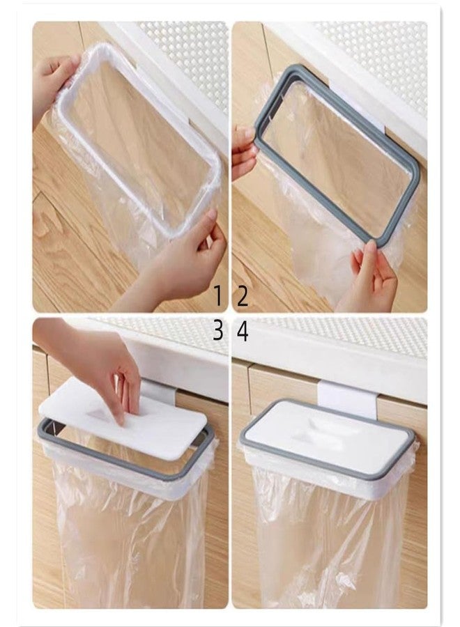 LIUHUIZEYU Portable Trash Bag Holder, Hanging Garbage Bag Holder,Over The Cabinet Plastic with Lid Kitchen Garbage Bags Storage Rack Trash Bin (1 pcs) - Image 3