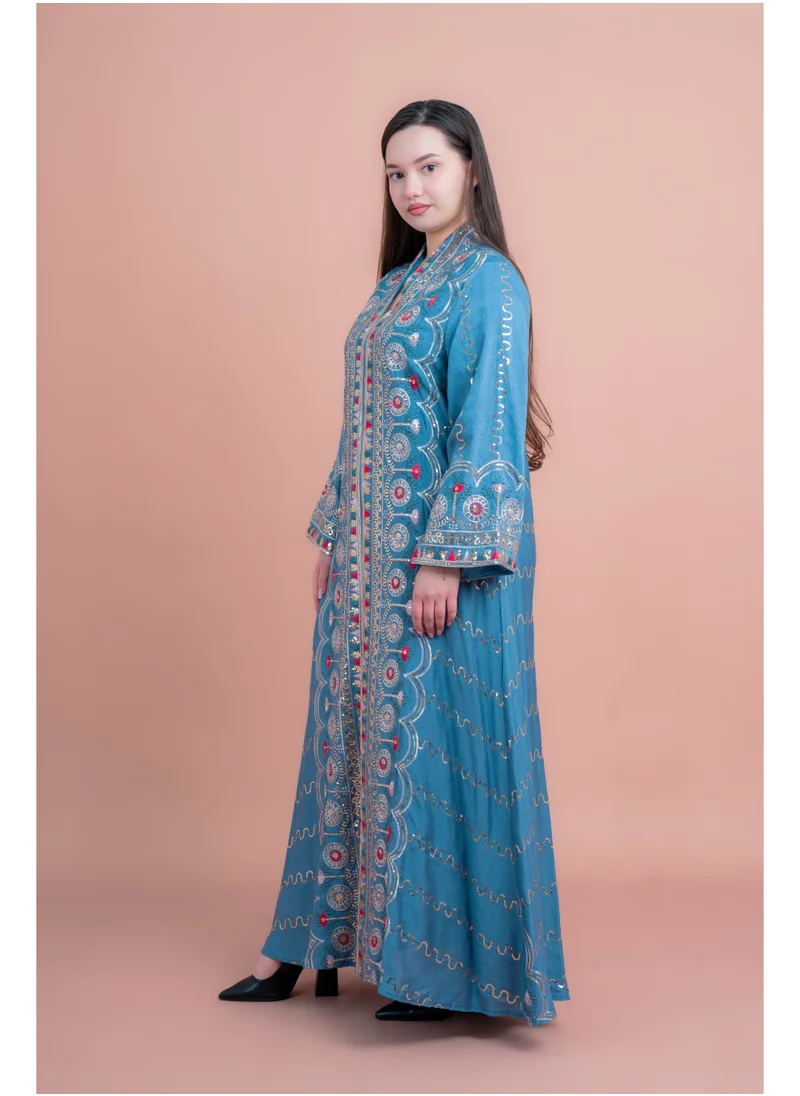 IKKXA Embroidered Modern Jalabiya IK4014 Blue