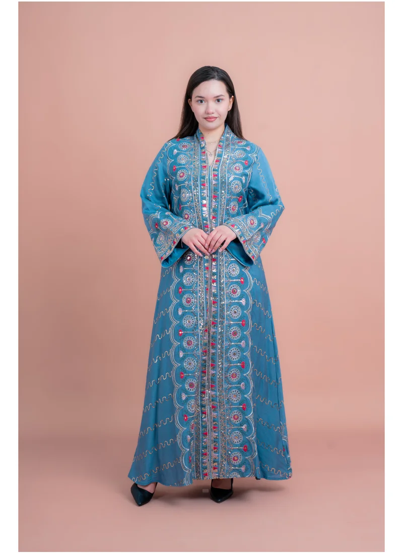 IKKXA Embroidered Modern Jalabiya IK4014 Blue