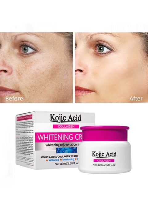 Kojic Acid Face Whitening Cream, Moisturizing Hydrate and Nourish the Skin, Lightweight Non-Greasy Deep Penetration Anti-Aging，Spots Or Acne Scars In A Effective Way, 80ml/2.68 FL.oz